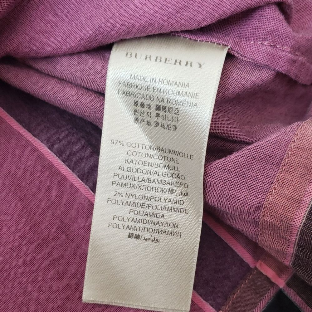 Burberry Nova Check Plaid Tunic Size M Pink Purple Chic Boho Preppy Coastal - Picture 7 of 8